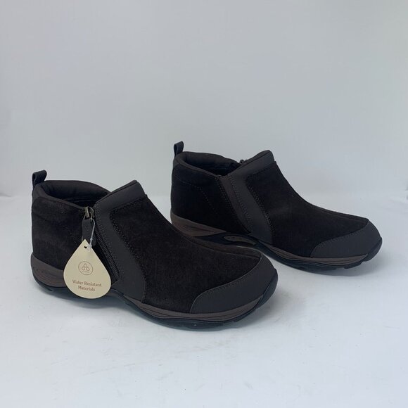 Easy Spirit Evony Ankle Boots Women's 12M Dark Brown Suede Casual Side Zip S0729 - Picture 1 of 10